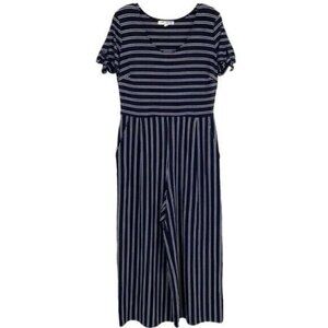 Jolt Women’s Black and White Striped Wide Leg Jumpsuit